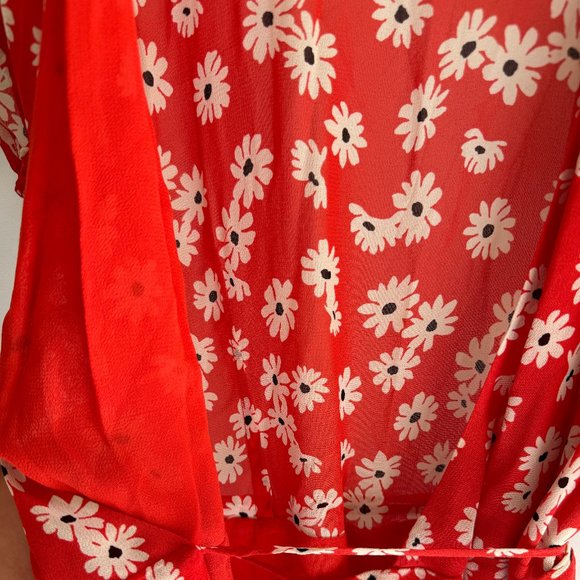 Reformation Wrap Midi Dress - Red Floral Daisy - Size Medium - Picture 7 of 7